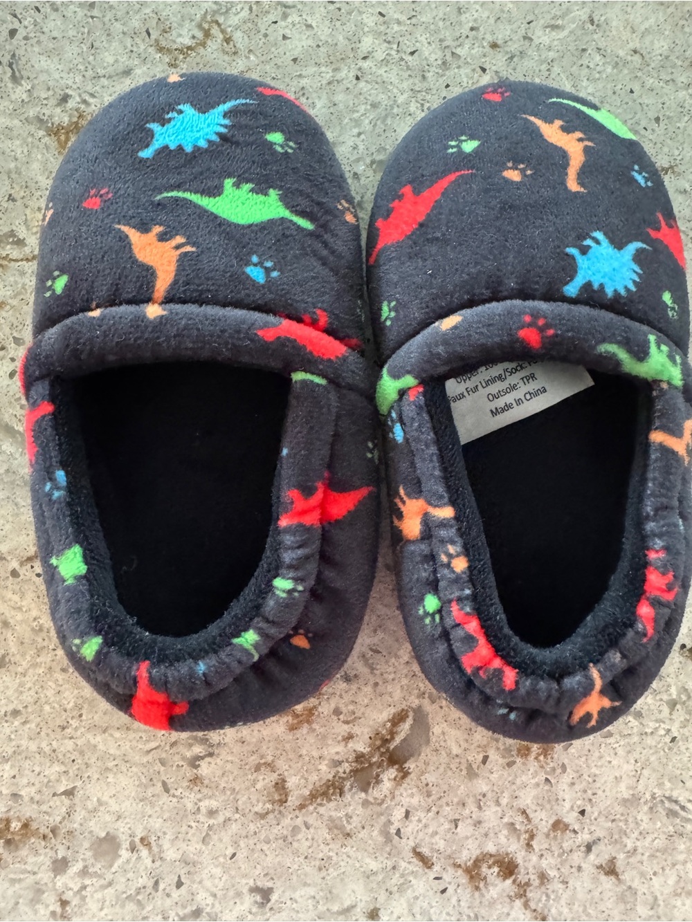Kids Plush One-Piece Slipper - Multicolor Dinosaur Print NEW